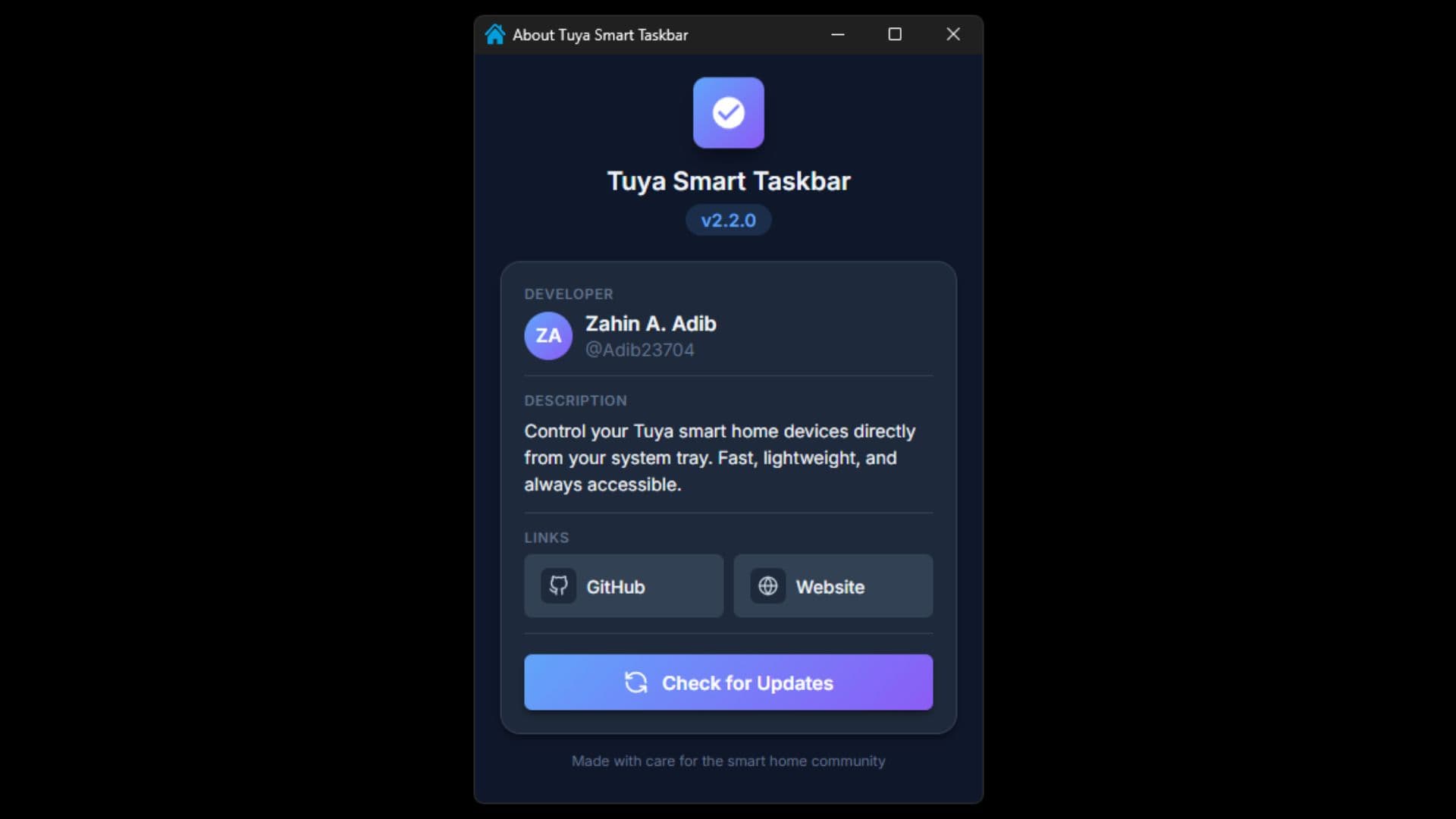 Tuya Smart Taskbar